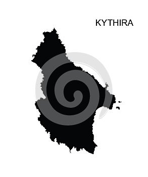 Ionian island Kythira map vector silhouette illustration isolated on white background.