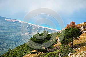 Ionian mediterranean sea coast landscape of Southern Albania view from top of Llogora mountain national park