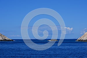 Ionian Sea , blue water , blue sky in Kefalonia Island.