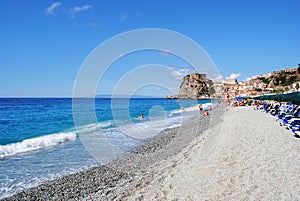 Pebbly beach and tropical sea. Calabria, Italy