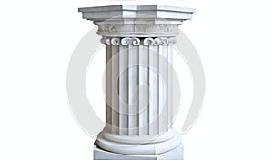 Ionic column capital on plain white background. Generative AI