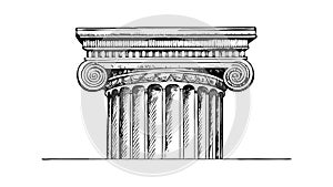 Ionic Column Capital Sketch, vector design Generative AI