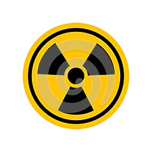 Ionizing radiation sign. Black danger icon on yellow round symbol. Illustration of radiation. Hazard symbol