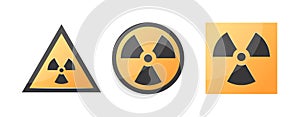 Ionizing radiation signs in flat style, vector