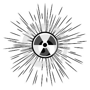 Ionizing radiation symbol with radioactive rays