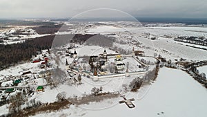 Iosifo-Volotsky monastery in winter, Moscow region, Russia, aerial view