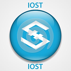 IOST Coin cryptocurrency blockchain icon. Virtual electronic, internet money or cryptocoin symbol, logo