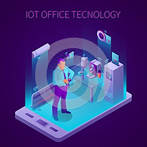 Iot Business Office Isometric Composition