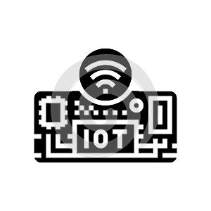 iot circuit board module glyph icon vector illustration
