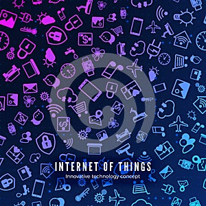 IOT concept. Internet of things color icons pattern. Vector illustration