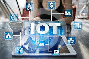 IOT. Internet of Thing concept. Multichannel online communication network