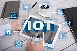 IOT. Internet of Thing concept. Multichannel online communication network digital 4.0 technology