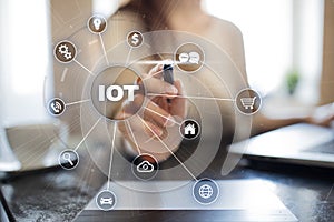 IOT. Internet of Thing concept. Multichannel online communication network digital 4.0 technology