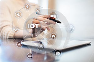 IOT. Internet of Thing concept. Multichannel online communication network digital 4.0 technology
