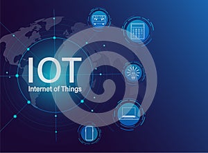 IOT. Internet of things, devices and connectivity concepts on a network. Spider web of network connections. Vector