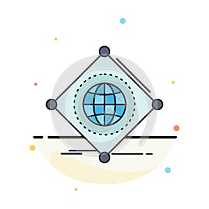 IOT, internet, things, of, global Flat Color Icon Vector