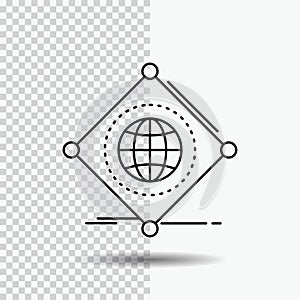 IOT, internet, things, of, global Line Icon on Transparent Background. Black Icon Vector Illustration