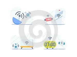 Iot internet of things technology simple icon set concept with 4 variations