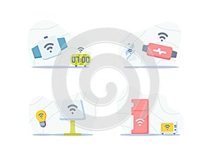 Iot internet of things technology simple icon set concept with 4 variations