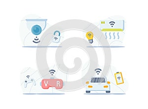 Iot internet of things technology simple icon set concept with 4 variations