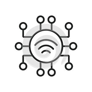 IoT sensor, icon in line design. IoT sensors, internet of things sensors, smart sensor, wireless sensors on white