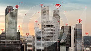 IOT and Smart City Concept Illustrated by Wireless Networking an