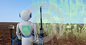 Iot smart farming, agriculture in industry 4.0 technology with artificial intelligence and machine learning concept. it help to im