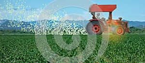 Iot smart farming, agriculture in industry 4.0 technology with artificial intelligence and machine learning concept. it help to im