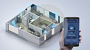 IoT smart home, Touching mobile Home appliance, Home security control system. Internet of Things