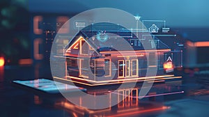 IOT system connected to smart home via 5G mobile Internet. Phone app controls internet of things with help of a fast 5G