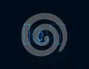 IoT title with plexus effect. Connected lines with dots. Lines title plexus