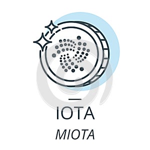 IOTA cryptocurrency coin line, icon of virtual currency