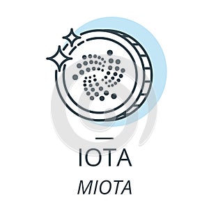 IOTA cryptocurrency coin line, icon of virtual currency photo