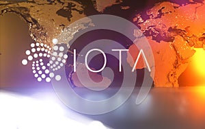 IOTA cryptocurrency with worldmap