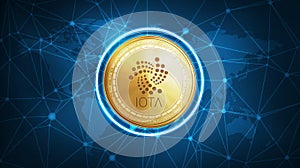 IOTA symbol on futuristic hud banner.