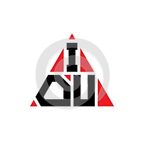 IOU triangle letter logo design with triangle shape. IOU triangle logo design monogram. IOU triangle vector logo template with red