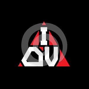 IOV triangle letter logo design with triangle shape. IOV triangle logo design monogram. IOV triangle vector logo template with red