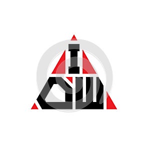 IOW triangle letter logo design with triangle shape. IOW triangle logo design monogram. IOW triangle vector logo template with red