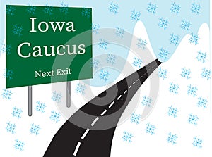 Iowa Caucus roadside illustrated placard photo