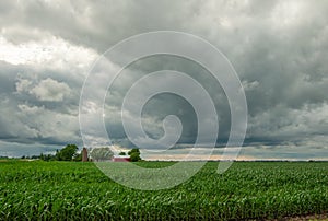 Iowa Farm Country Beneath Moody Skies