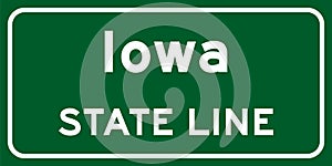 Iowa state line road sign