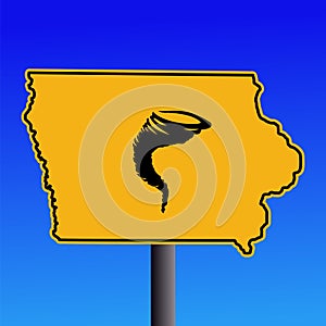 Iowa tornado warning sign