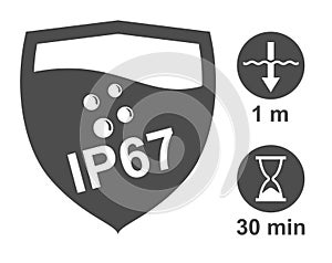 IP67 badge with depth and time of submersion