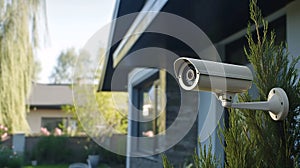 IP CCTV camera install by have water proof cover to protect camera with home security system concept.