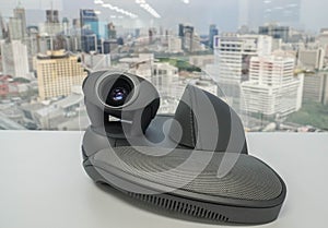 IP phone with camera for meeting VDO conference for business purpose in workplace photo