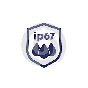 ip67 standard, waterproof icon with a shield