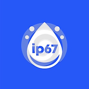 ip67 standard, waterproof icon, vector