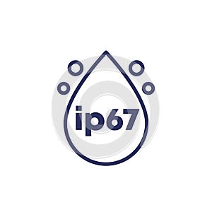 ip67 standard, waterproof icon, vector sign