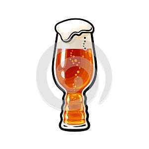 IPA beer glass. India Pale Ale glass. Hand drawn vector illustration isolated on white