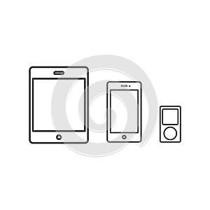 IPad, iPod and iPhone icon vector illustration